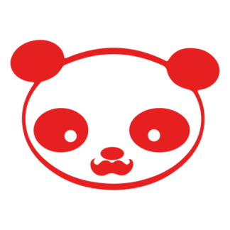 Young Panda Funny Moustache Decal (Red)